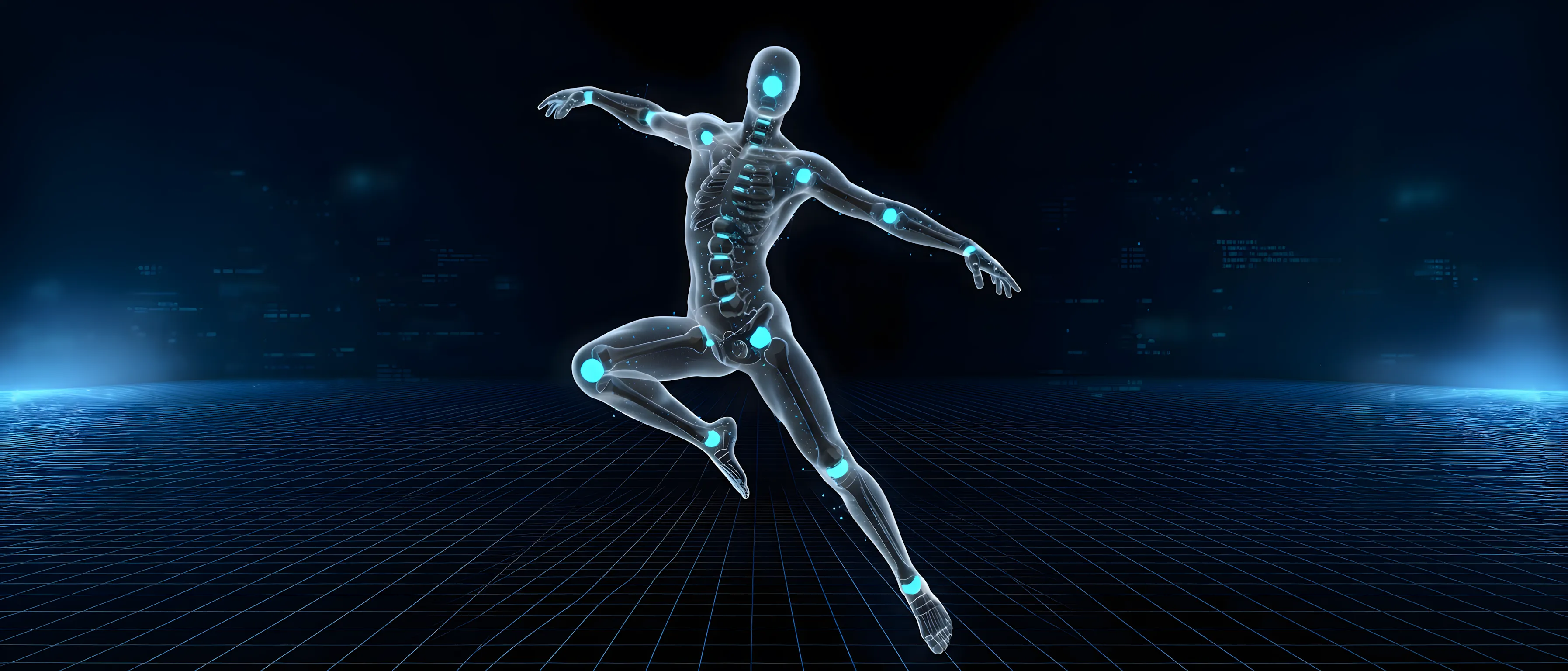 Dancer with skeleton showing.