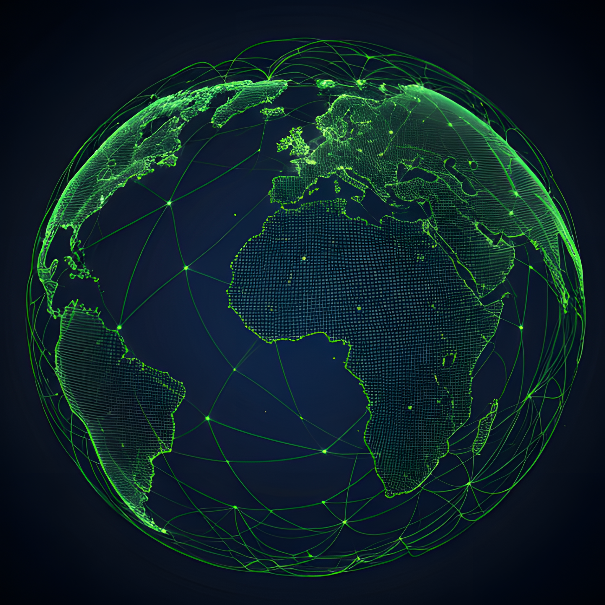 Stylized Earth with continents in green