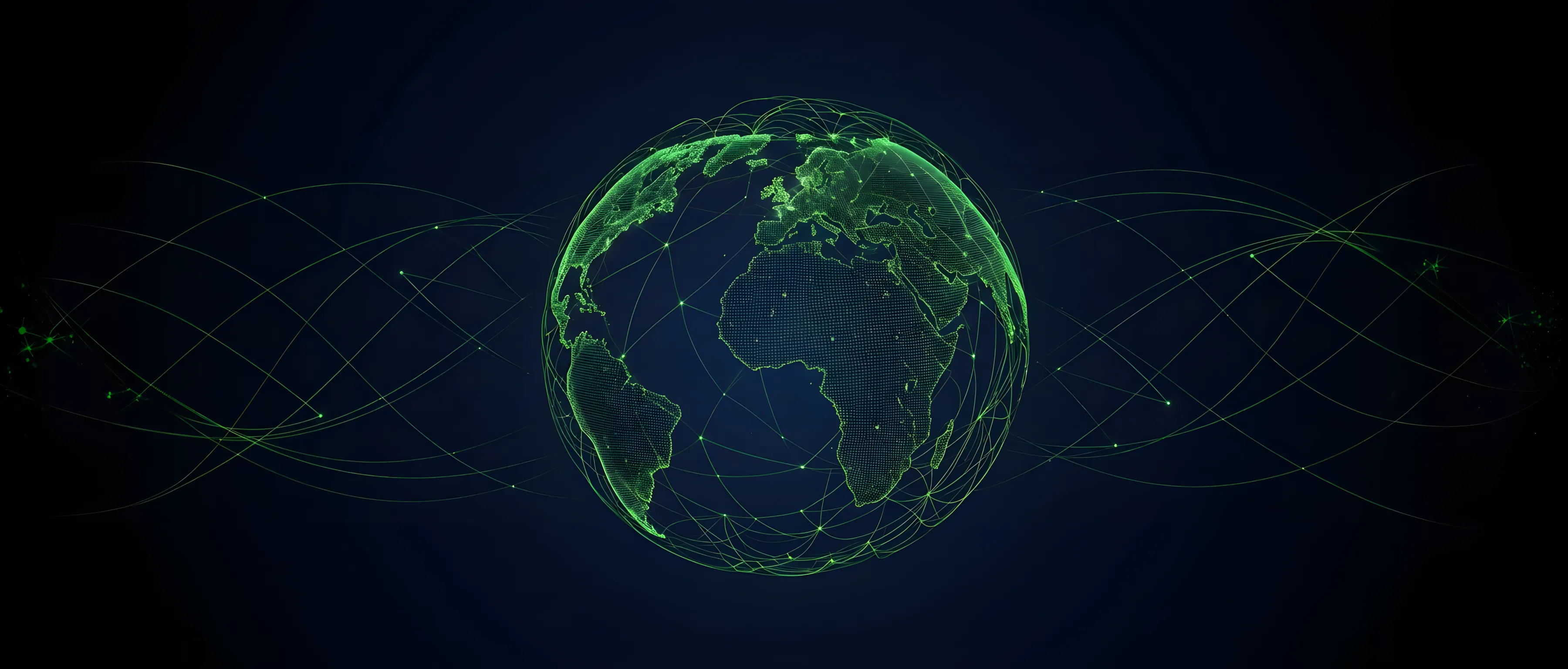 an image of the earth in green wide frame format