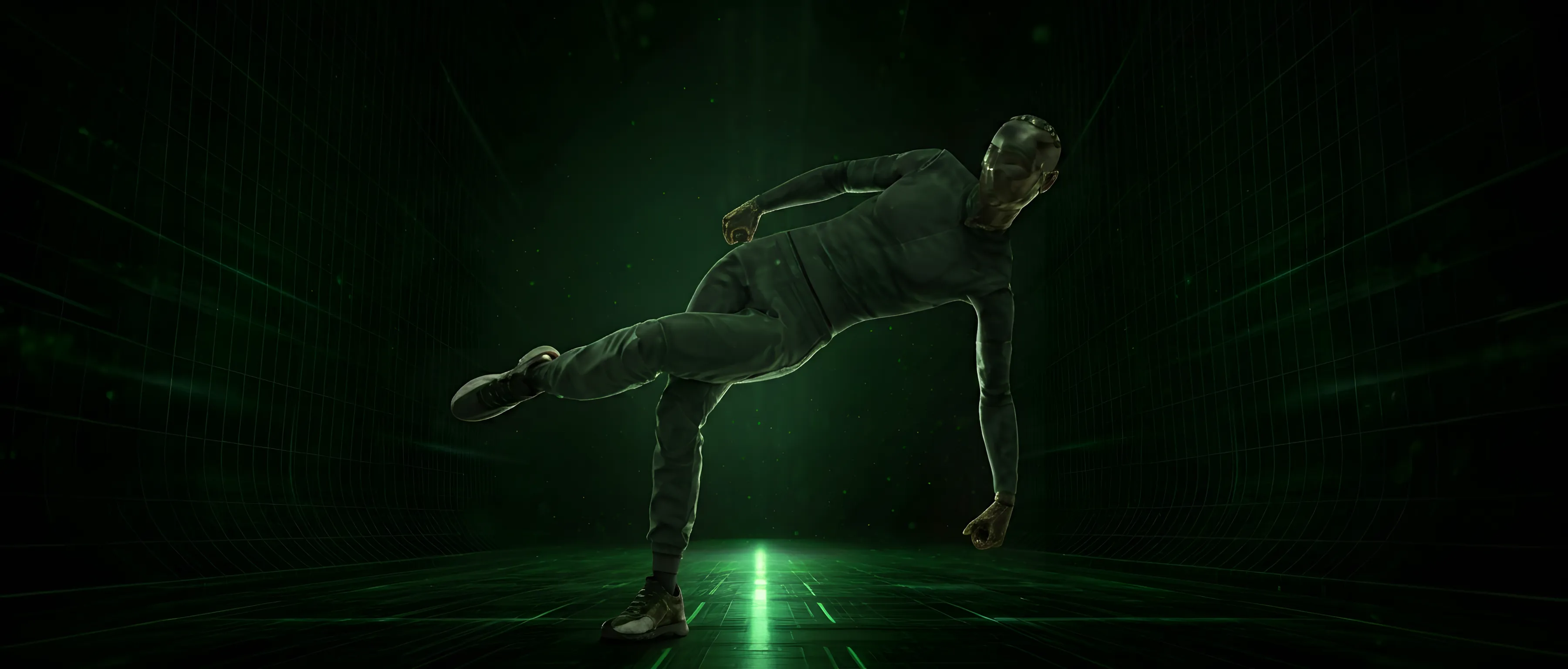 Man near falling leg out, arm down